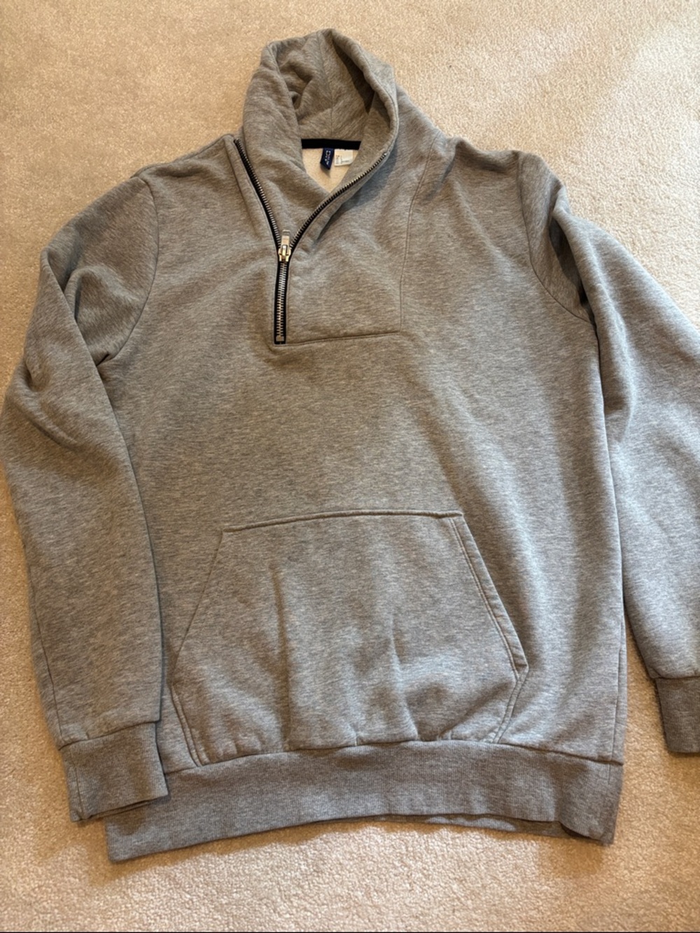 Men's Grey Half-Zip high neck Hoodie